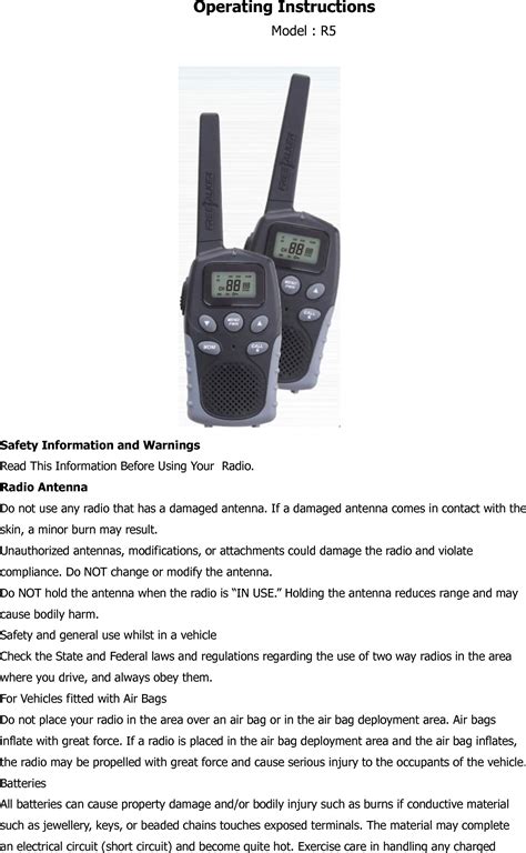 FRSRD018 WRIST WALKIE TALKIE User Manual Freetalker 